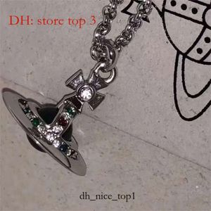 Ontwerper Viviane Westwood Justy Empress Dowager Xis Threedimensiona Saturn Gass Ba Orb Neckace Sweater Chain Light Luxe Niche Highd en Versatie 6517