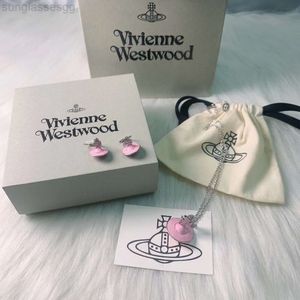 Diseñador Viviane Westwood Western Empress Dowager Pink Earth Planet Orb Cabecillo de niña dulce Collar Planeta Collar Planeta Ovni