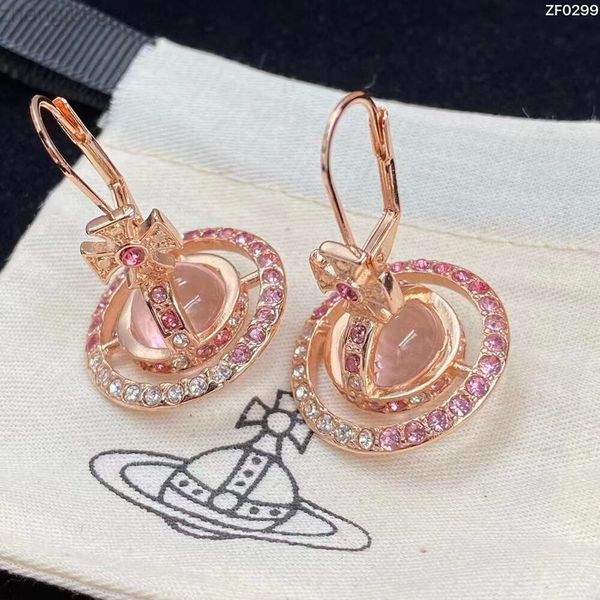 Designer Viviane Westwoods Vivien Western Empress Western Dowager Gradual Blue et White Diamond Orbital Stéréoscopique Stérothes Boucles d'oreilles Romantique Romantique Saturne Sty