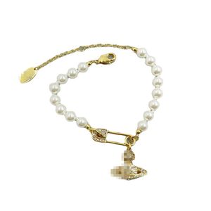 Designer Vivianes Charm Armbanden voor Vrouwen Goud 925 Zilver Vintage driedimensionale planeet Venus en Saturnus Diamanten parelketting Kerstcadeau sieraden