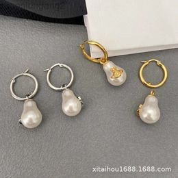 Designer Vivianes Westwoods Bijoux Viviennr Empress Dowager Saturn Gourd Pendentif Boucles d'oreilles Or et Argent Lumière Luxe Boucles d'oreilles Pendentif Earrin