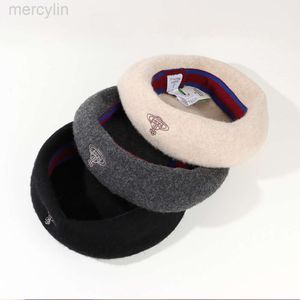 Designer Viviene Westwood Caps Automne et hiver Femme Pure Laine Impératrice japonaise douairière Saturne Brodé Béret chaud Chapeau de peintre réglable