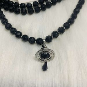 viviane Collier Créateur Viviennes Westwoods Trois Couches Cristal Noir Solide Saturne Goutte D'eau Collier Doux Vent Frais Trois Anneaux Noir Agate Serrure