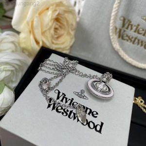 Ontwerper Viviene Westwoods Nieuwe Viviennewestwood Keizerin-weduwe Emaille Solide Saturnus Ketting Planeet Ketting Kraag Keten Vrouwelijke