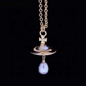 Diseñador viviene Westwoods Nuevo Viviennewestwood Emperatriz viuda Saturno Collar de perlas barrocas Planeta tridimensional medieval Gotas de agua Cadena de collar de perlas