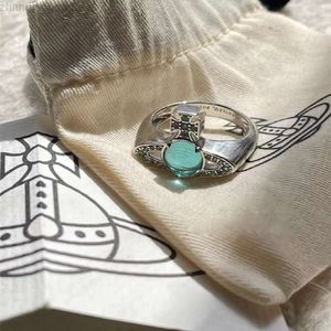 Designer Viviene Westwoods New Viviennewestwood 23 New Western Empress Dowager Aqua Blue Saturn Transit Bead Ring High Grade Earth Planet Glass Bead Ring 7 Eve Gift