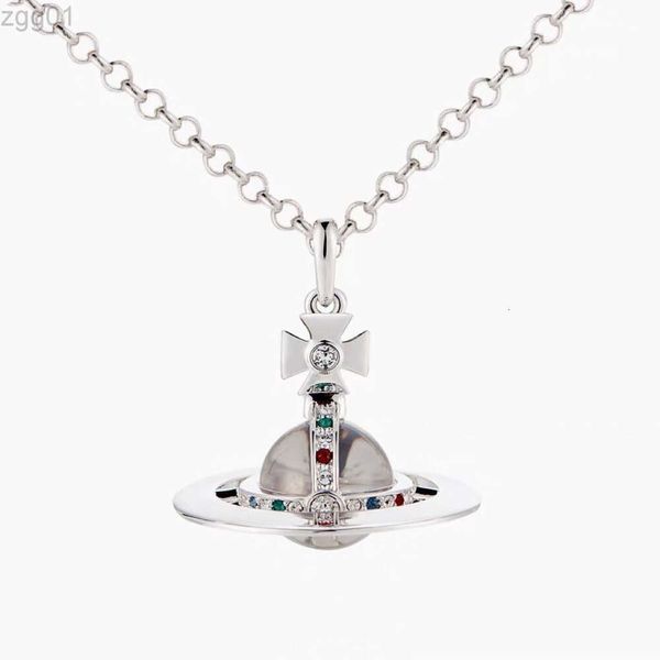 Créateur Viviene Westwoods Nouveau Viviennewestwood Ansey Impératrice Douairière Petit Collier Planète Terre Solide 3D Femelle Minorité Conception Collier Saturne Spice Girl Neck