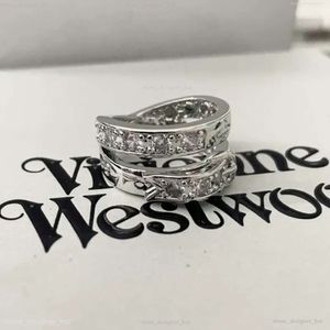 Ontwerper Vivienen Westwoods Nieuwe Viviane 23 -jarige nieuwe westerse keizerin Dowager dubbele laag vol diamant riem ring licht licht luxe saturn paar ring 3670