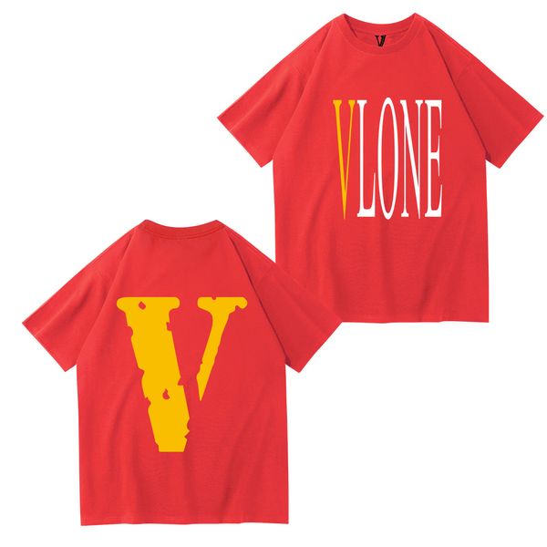 Diseñador vlone Large Big Reflective V Friends Hombres Mujeres Camisetas Casual Smoke Angel Loose Lovers Vlone'ssShirt Lujo de alta calidad de manga corta DSQ2 camiseta tamaño S-3XL