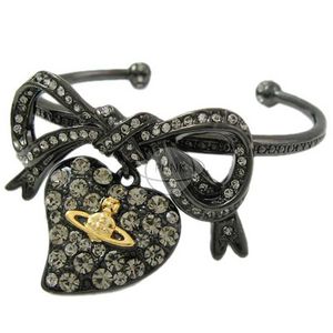 Designer Westwood Black Saturn Bow Heart Bracelet Star