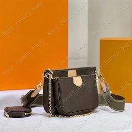 Designer Wallet 3 in 1 Brand Bag Fashion 44823 Tote Quality High Cross-Body Chain Sac Brown Classic Shell224Q