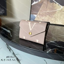 Portefeuille design 9A Qualité M81861 Abricot nouveau sac à main triple pli pour femme Portefeuilles à gaufrage classique en cuir à grain souple