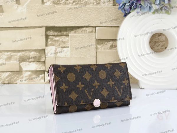 Cartera de diseñador Flor marrón Carteras de mujer 3 colores Titular de la tarjeta Monedero de lujo Monederos de moda Bolsa de estilo largo Titular de la tarjeta Carteras de viaje Bolsas de embrague