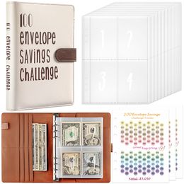 Titular de tarjetas de billetera de diseñador, 100 sobres Libro de desafío de ahorro de dinero, Libro de ahorro de dinero 100 Pocket Prior-Numbered