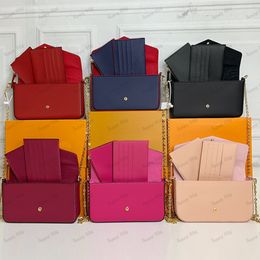 Ensemble de 3 pièces portefeuille porte-cartes, sac à main de luxe de couleur unie, sac à chaîne de styliste, sac à bandoulière en relief, sacs enveloppe de poche pour changement