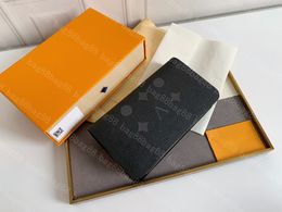 Designer portemonnee Heren dubbele pull handtas canvas dubbele pull portefeuilles kunnen rekeningen en paspoort portemonnee bevatten M20012 Zwarte bloem