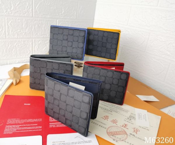 Portefeuille de designer hommes portefeuilles de luxe sacs à main multiples grille lettre ombre porte-cartes de crédit mode masculine sac d'embrayage d'argent court avec boîte d'origine
