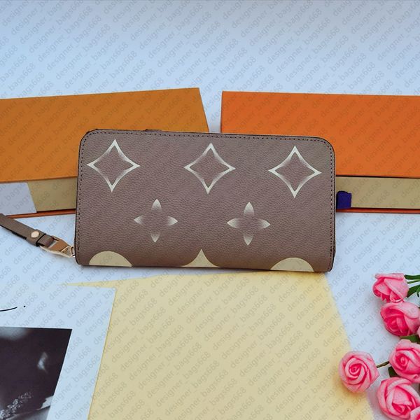 Cartera de diseñador Bolsa de monedero Bolsas de billetera de alta calidad Titular de la tarjeta de moda Bolsos de mujer de cuero genuino Flor en relieve billetera larga billetera corta bolsos de embrague de diseñador dama