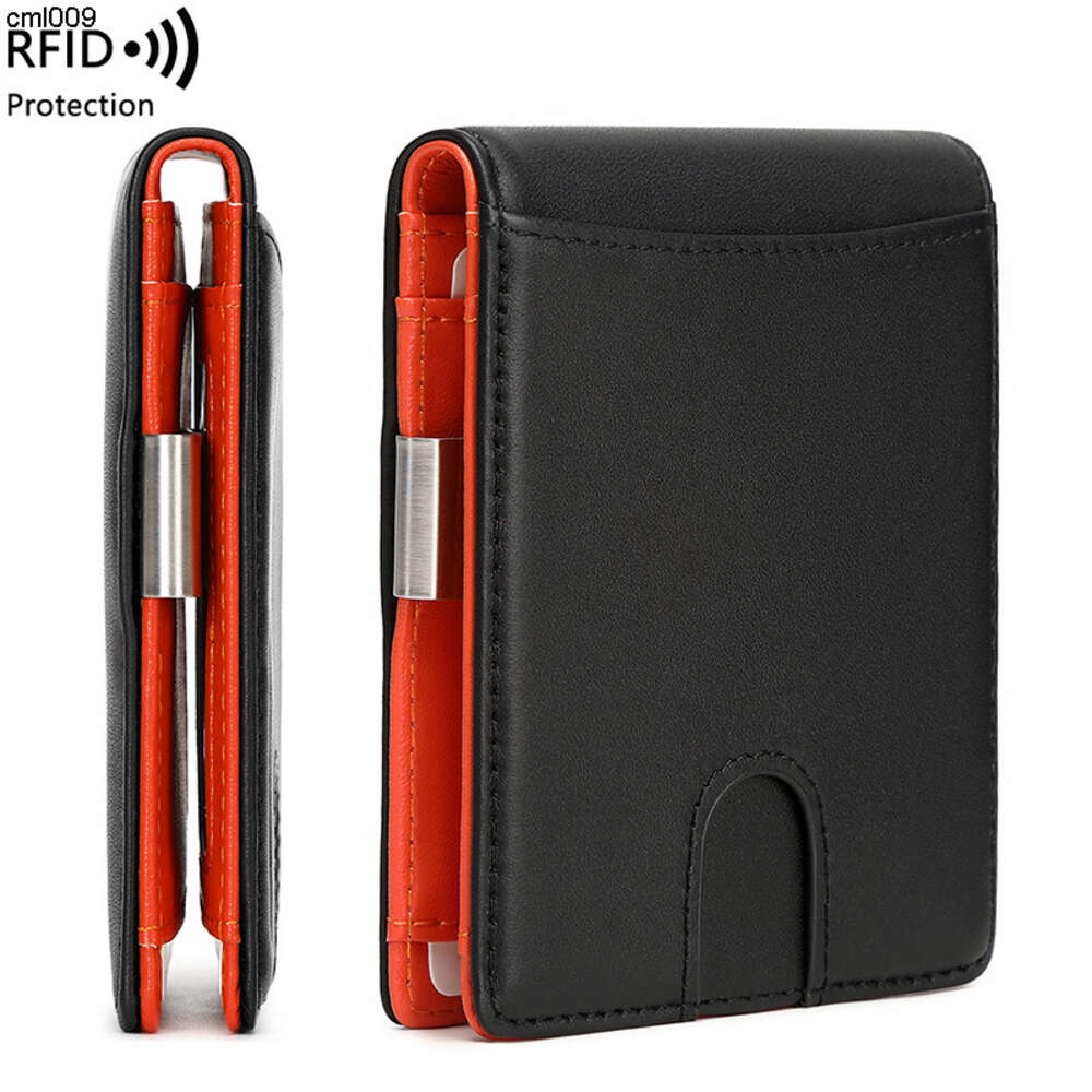 Portefeuille de designer Rfid Anti-vol Card Swiping Bag Multi Position Sleeve Head Layer Cowhide Mens Cuir Dollar Clip {catégorie}