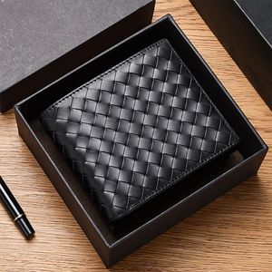 5AAAAA Designer Wallet Top echt leer luxe merk Korte portemonnee zwarte mannen mode munttas minimalistische hand geweven portemonnee 8 lederen kaartsleuf 2023 nieuw