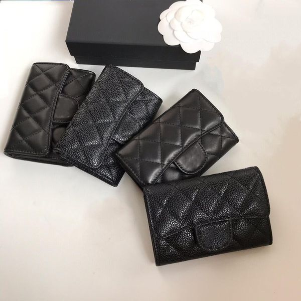 Cartera de diseñador Cartera pequeña para mujer Tarjetero Cartera Cartera de caviar Cartera con cremallera Mini cartera de cuero genuino para mujer Bolso de mano de moda Monedero Cartera acolchada