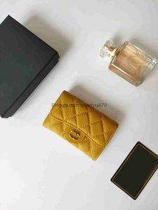 billetera de diseñador para mujer Titulares de tarjetas de moda con solapa plegable patrón clásico caviar piel de cordero al por mayor mujer negra pequeña mini billetera con caja ID qwertyui879