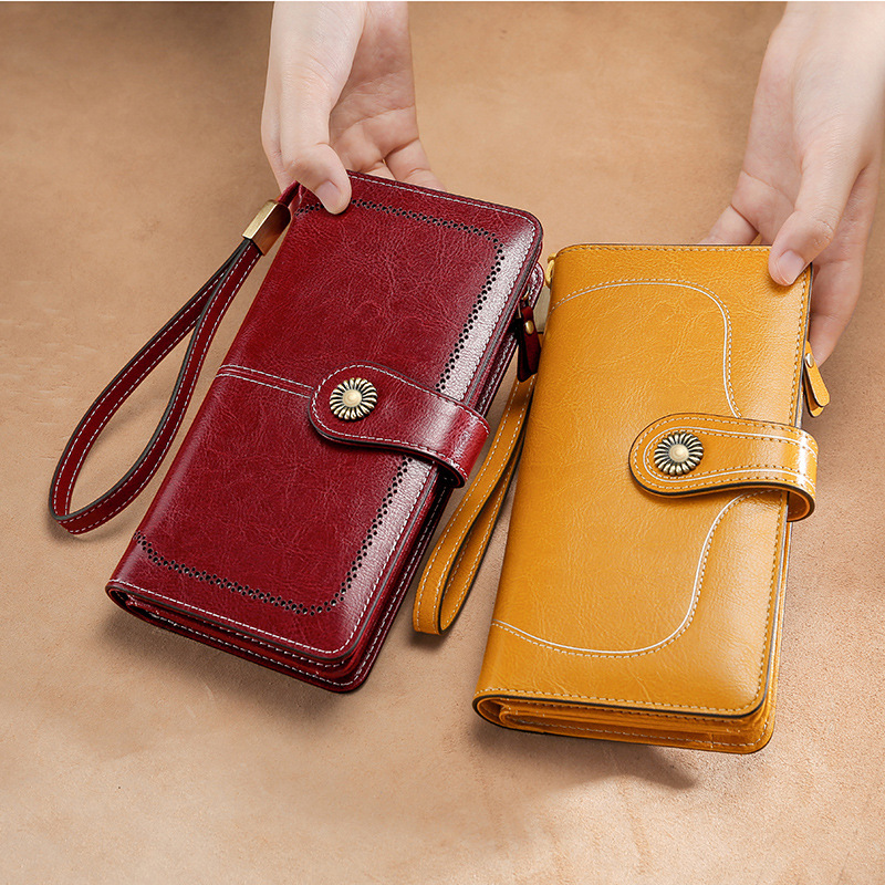 Designer Brieftaschen Accessoire Clips RFID Luxus Ladies Wallets Leder Langes multifunktionale Kupplungsbrieftaschen Vintage Ölwachsleder Leder