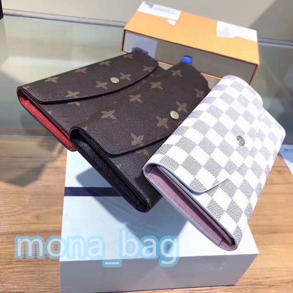 Carteras de diseñador Monederos largos de lujo para mujer Cartas de flores Titulares de tarjetas de crédito Bolsas de embrague de dinero a cuadros para damas Bolsillo interior con cremallera de alta capacidad Compartimento para notas