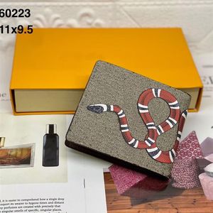Designer Wallets Men Animal Short Wallet Leather Black Snake Tiger Bee Wallets Women Long Style Purse Wallet Card Holder met Box250G