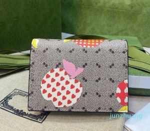 Diseñador -Carteras Monederos g Carta Monedero Monedero Damas Moda y versátil Amor Tipo de corazón Monedero con patrón de manzana