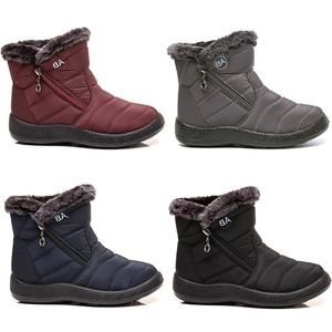 Botas de nieve cálidas de diseñador para mujer, zapatos de algodón, negro, azul, gris oscuro, botines de invierno para mujer, zapatillas de deporte al aire libre