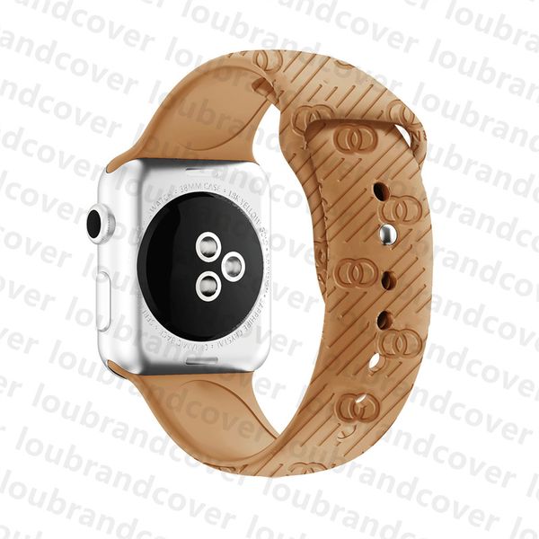 Bracelets de bracelet de montre de créateur pour bracelet de montre Apple 49 mm 45 mm 38 mm 44 mm série iwatch 8 4 5 6 7 9 bracelet en silicone liquide rivet gaufrage motif concave 3D ap bracelet intelligent