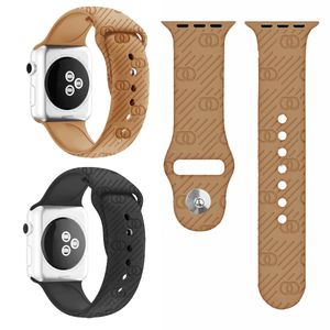 Designer horlogebandriemen Vloeibare siliconen voor Apple iWatch 8-serie ultra 49 mm Sport 45 42 38 40 41 mm Rubberen reliëfarmband 3D concaaf patroon ap slimme horlogebanden
