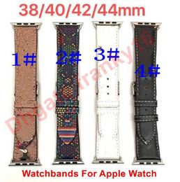 Bracelets de montres de créateurs pour montres Apple G Lettres Version Bracelets en cuir 38mm / 40mm 42mm / 44mm iWatch Strap 4 Styles
