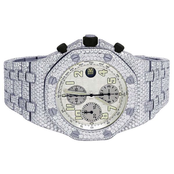 Watch de concepteur New Brand High personnalisé Iced Out Moissanite en acier inoxydable MEILLEUR QUAMBRE DIAMOND pour les hommes