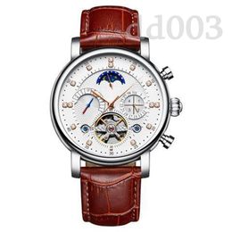 Designer Watch Delicate Mens Watches Party Hand Wikkeling Automatisch mechanisch Montre Homme Skelet Leer Luxury Watch Tourbillon Natural High End SB042 C23