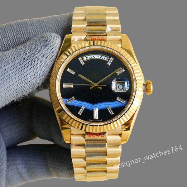 Montre de designer pour hommes Date du jour Montre-bracelet automatique 41mm 2813 Mouvement automatique Verre saphir Acier inoxydable Bracelet présidentiel Femmes Montre Semaine Datejust Montres