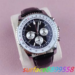 Designer watch mens watch luxury quartz wristwatch fashion navitimer chronograph sapphire glass fashion montre de luxe black brown leather strap sb046