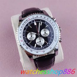 Designer Watch Mens Watch Luxury Quartz Wristwatch Fashion Navitimer Chronograph Sapphire Glass Fashion Montre de Luxe Black Brown Leather Strap SB046 01