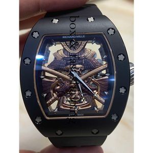 Montre de créateur Rm47 SUPERCLONE Tourbillon actif en céramique évider montre mécanique automatique pour hommes BBR YS RM047 Black Knight9 montres de luxe