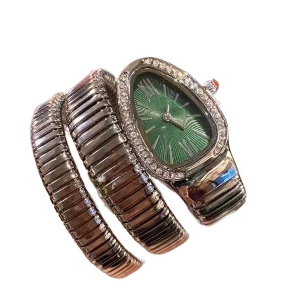 Montre de créateur en forme de serpent style diamant Ice Out montre de luxe bracelet en acier inoxydable saphir noir montre luxe 32mm montre plaquée argent approprié durable sb061 C4