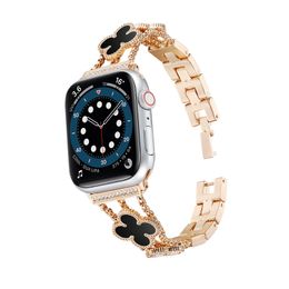 STACTES DE CHOSE DE CHOSE MÉTAL METAL FOUR COLOR COFRES CADEAUX POUR LES CONDUCTIONS APPLE WATCH 38MM 42MM LUXY BLING DIAMOND Silver Pink Gold Iwatch Bands for Women