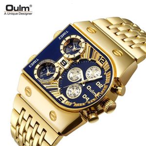 Montre de créateur montres Oulm euroradium nouveau multi fuseau horaire grand cadran lumineux bracelet en acier pour hommes loisirs quartz or