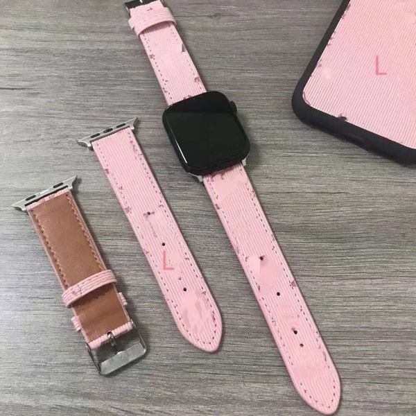 Bracelets de montre de créateur compatibles avec Apple Watch 38 mm 40 mm 41 mm 42 mm 44 mm 45 mm Rétro Fleur Bracelet en cuir Bandes classiques Boucle