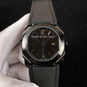 Designer horloges 41 mm Octo PVD geheel zwarte stalen kast 102737 BGO41BBSVD N zwarte wijzerplaat automatisch herenhorloge rubberen band hoge kwaliteit 155j