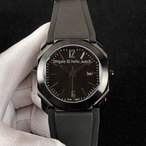Designer horloges 41 mm Octo PVD geheel zwarte stalen kast 102737 BGO41BBSVD N zwarte wijzerplaat automatisch herenhorloge rubberen band hoge kwaliteit 306v