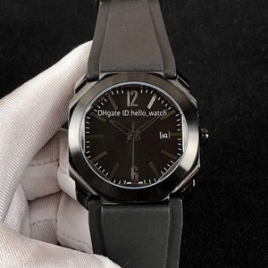 Designer horloges 41 mm Octo PVD geheel zwarte stalen kast 102737 BGO41BBSVD N zwarte wijzerplaat automatisch herenhorloge rubberen band hoge kwaliteit 276R