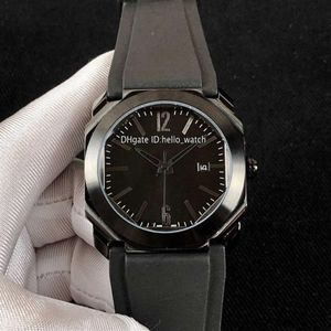 Designer horloges 41 mm Octo PVD geheel zwarte stalen kast 102737 BGO41BBSVD N zwarte wijzerplaat automatisch herenhorloge rubberen band hoge kwaliteit 258x