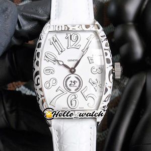 Montres de créateurs 42mm Cintree Curvex Noir Croco 8880 25ème anniversaire Montre pour homme Marqueurs 3D Acier Carve Boîtier fissuré Bracelet en cuir blanc