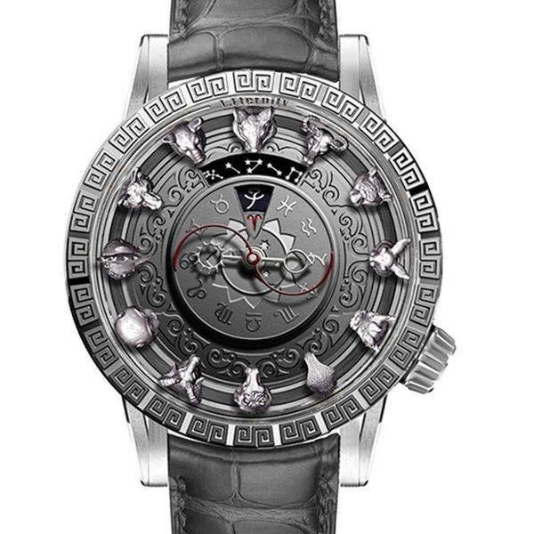 Relojes de diseño Relojes de pulsera del zodiaco de estilo chino Hombres Reloj mecánico automático Micro tallado Bronce Bestia Cabeza Relojes de pulsera Hombre